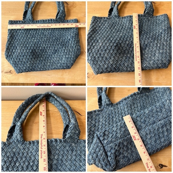 LARGE WOVEN TOTE BAG W MATCHING COSMETIC CASE ORGANIZER VERSATILE MODERN CHIC - Picture 10 of 11